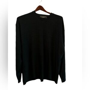 Protege‎ Collection Men's XL Black Striped V-Neck Pullover Sweater